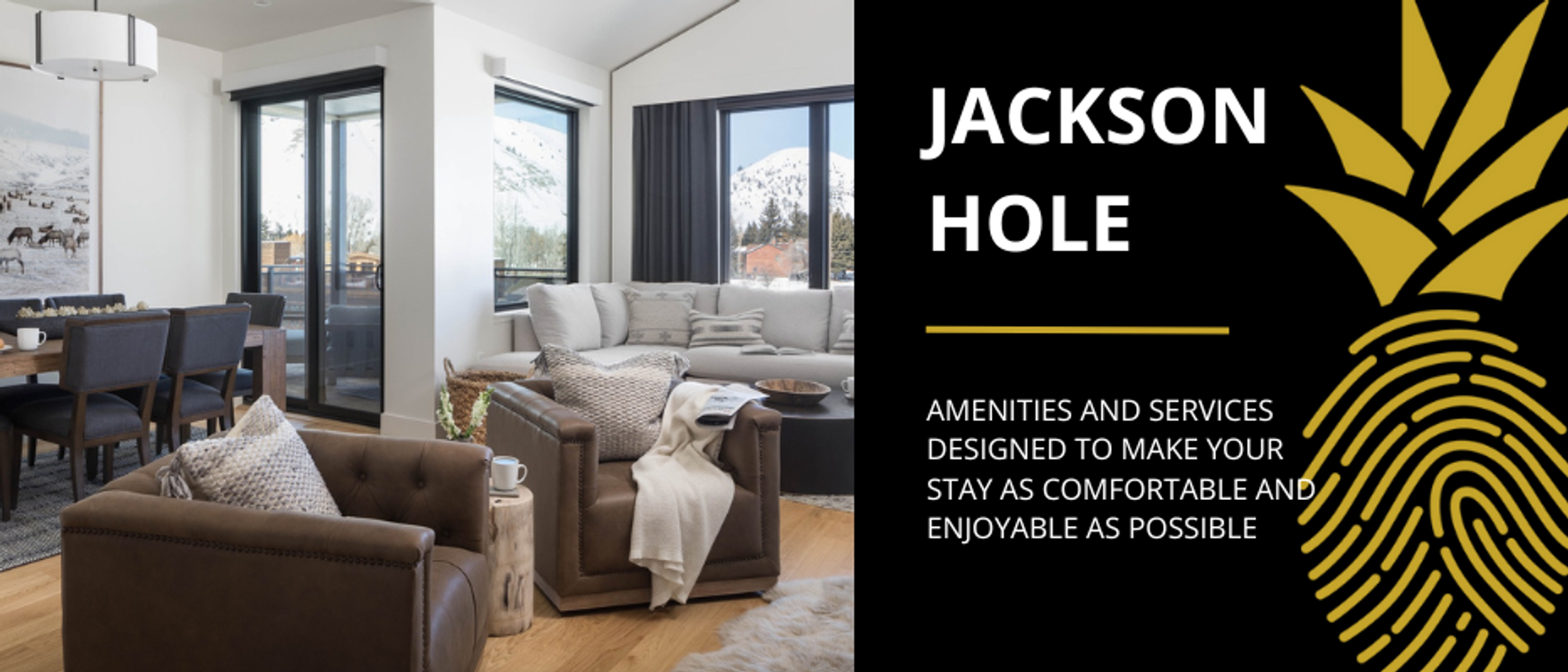An image showcasing the luxurious amenities and services available at The Aspens Community in Jackson Hole, including the signature The Aspens Jackson Hole logo.