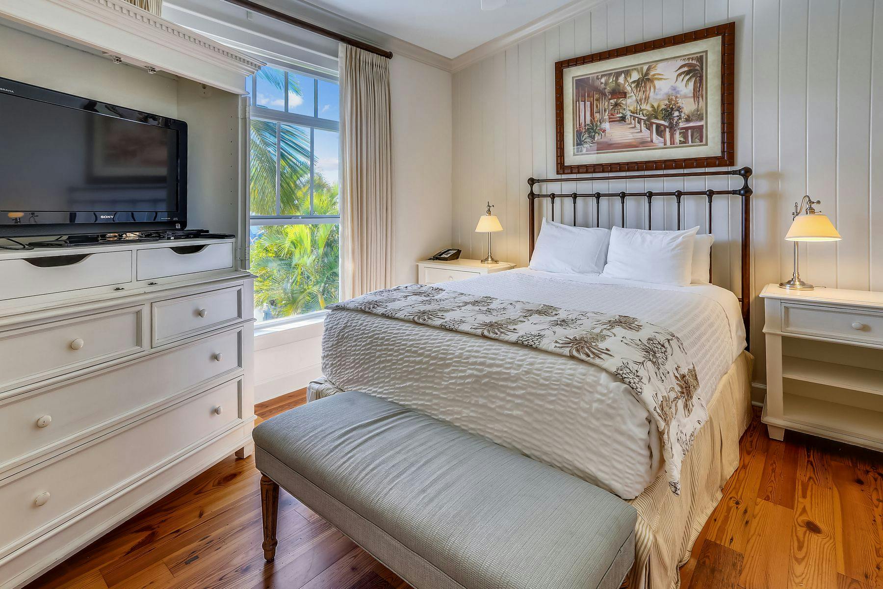 Welcome coastal chic bedroom in an Anna Maria Island vacation rental.