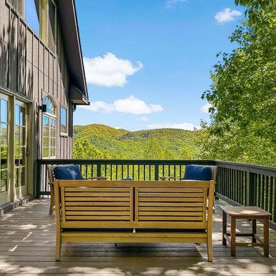 Outdoor living space at an Asheville area vacation rental.
