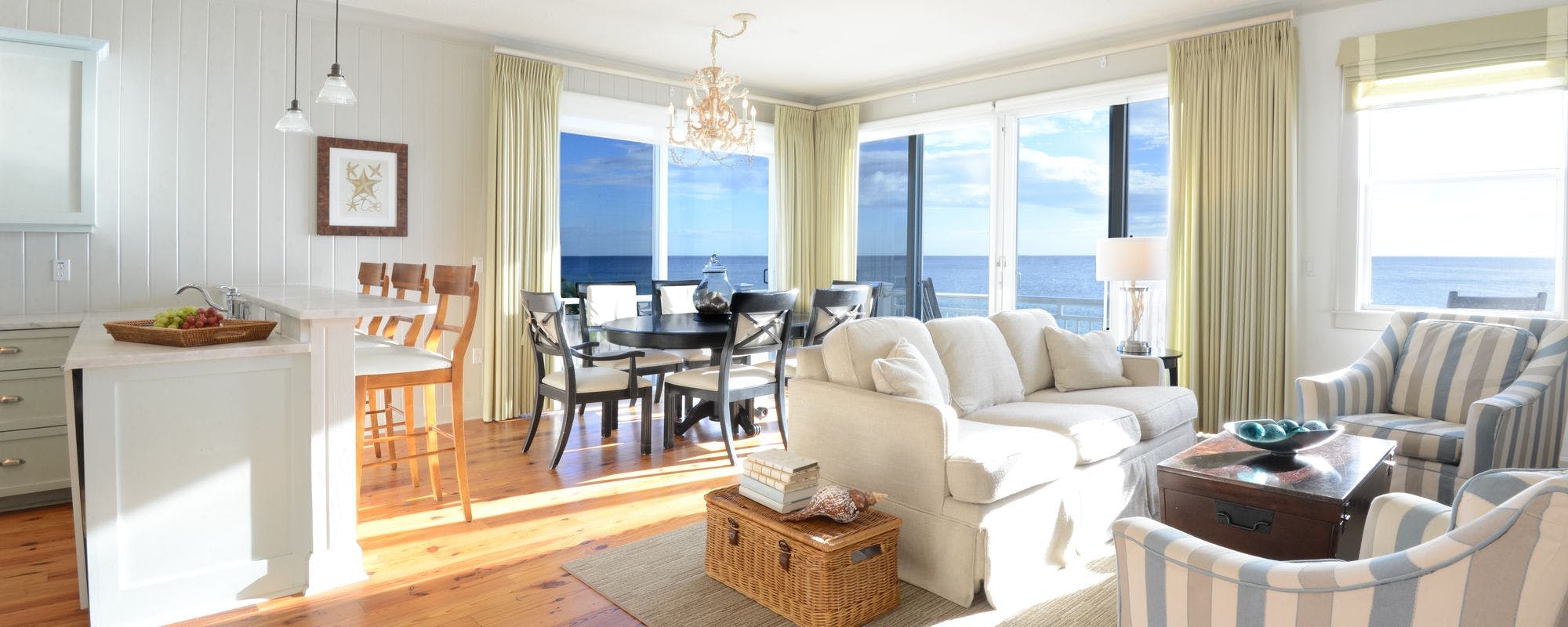 Bright and open living space with a view at an Anna Maria Island vacation rental.