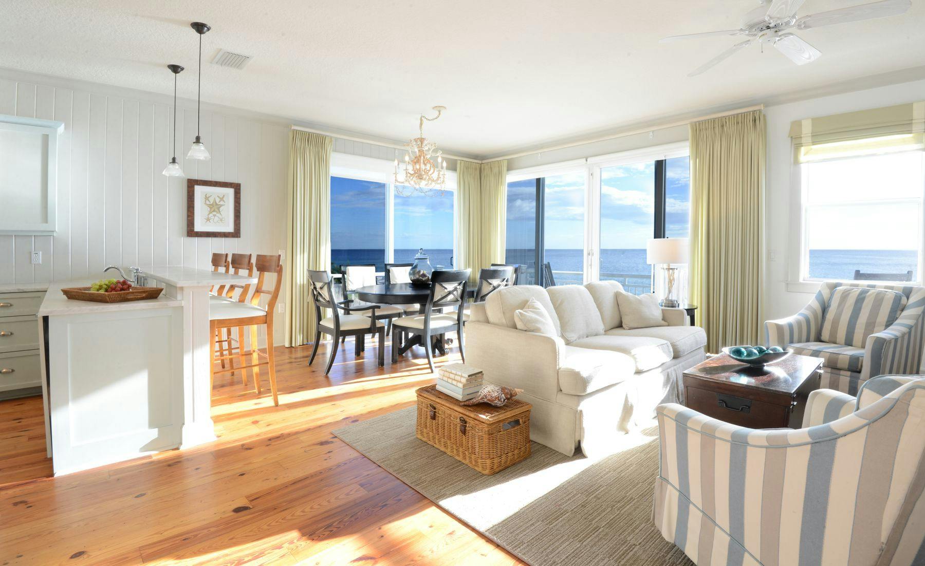Bright and open living space with a view at an Anna Maria Island vacation rental.