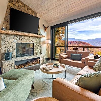 Living room with mountain views.