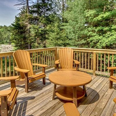 Outdoor living space at a Pocono Mountain vacation rental.