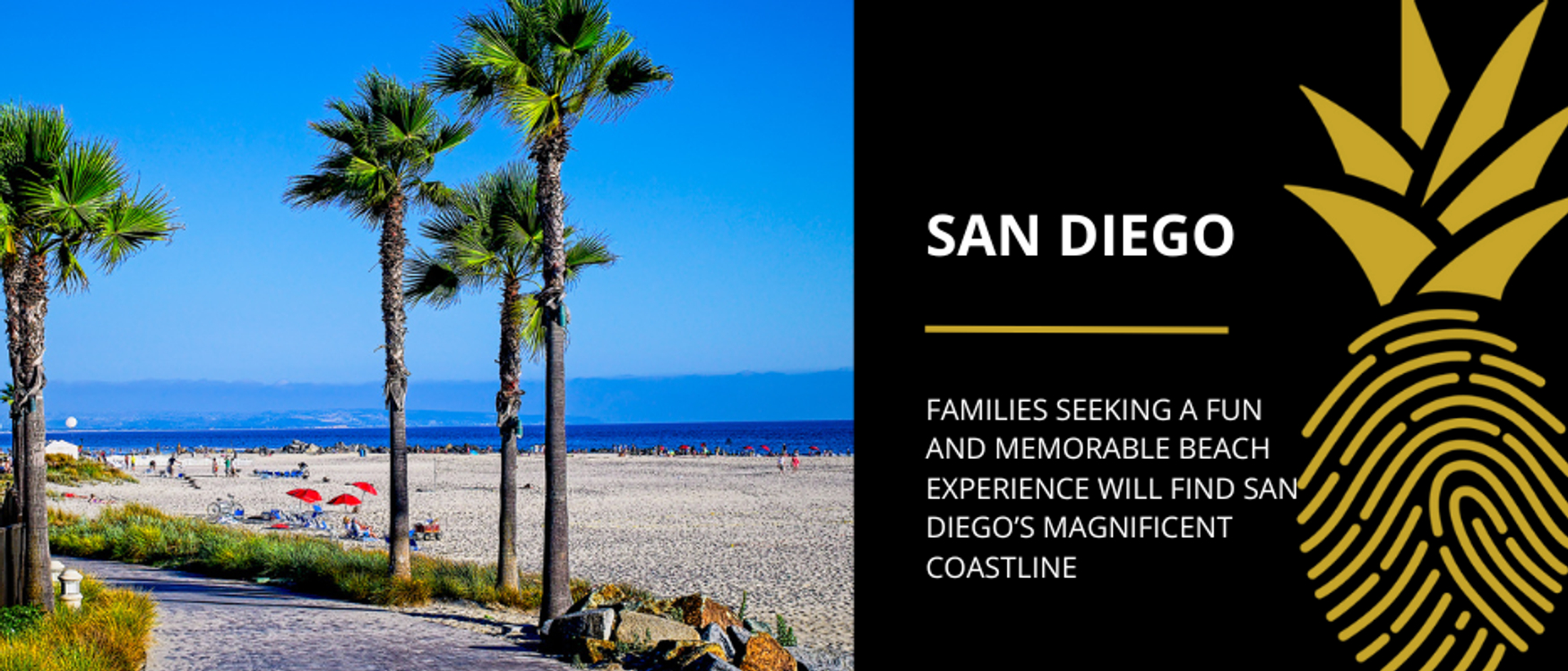 Aerial view of family-friendly beaches in San Diego