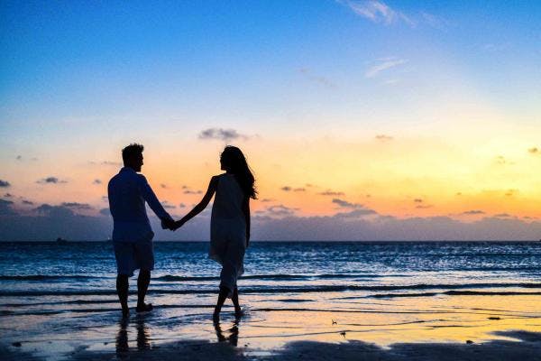 couple on the beach sunset