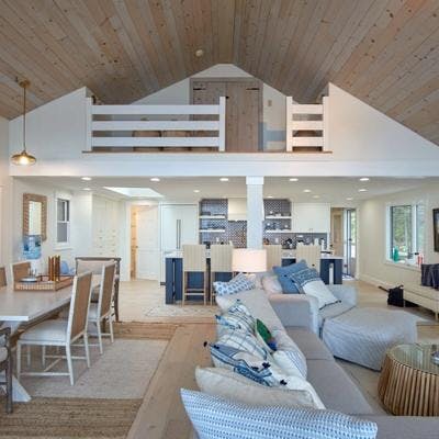 Open living space in a Maine vacation rental.