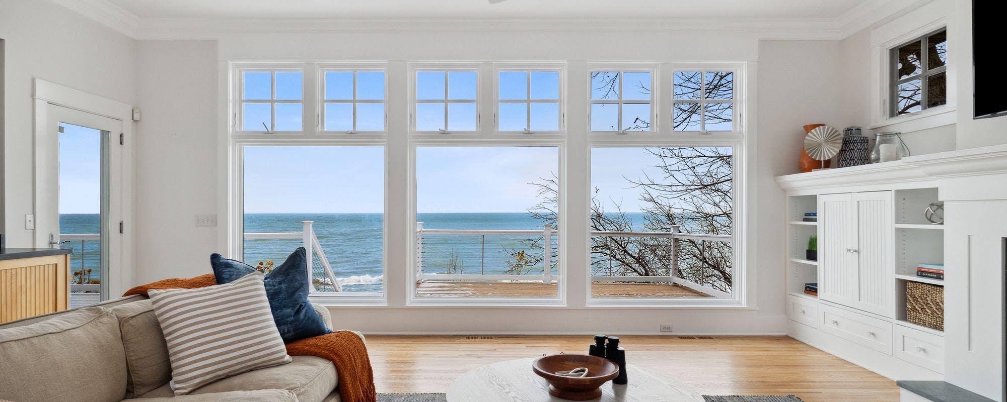 Living room with a view in a Southwest Michigan vacation rental