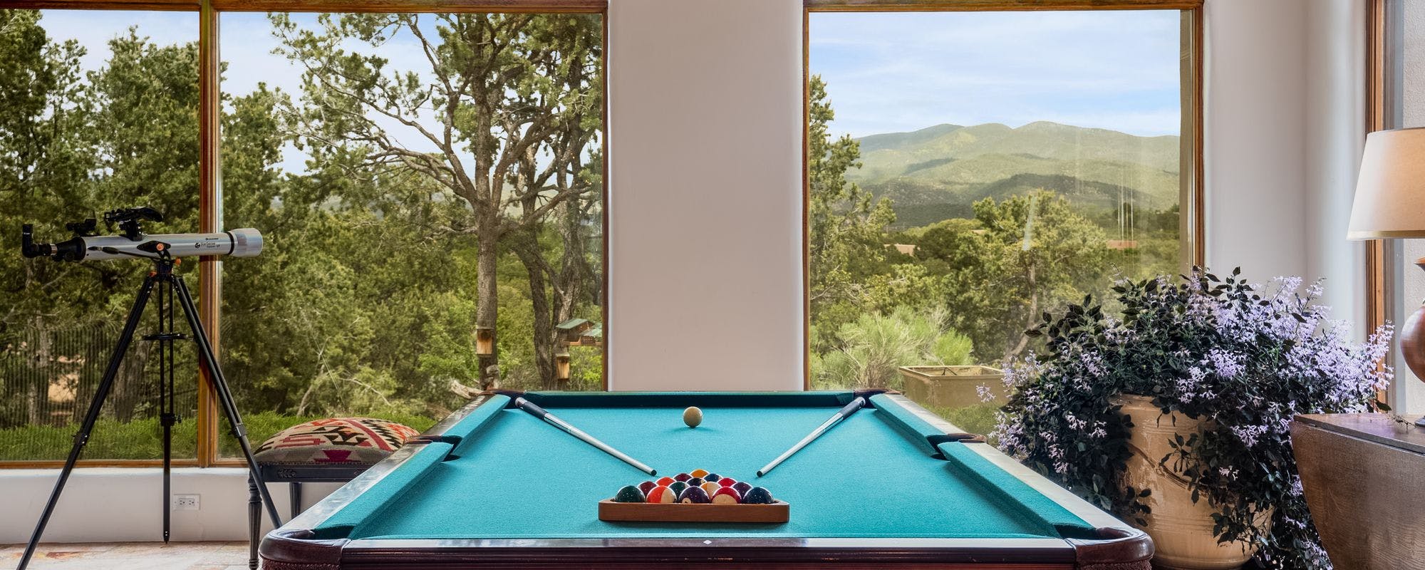 A game room with a view in a Santa Fe vacation rental