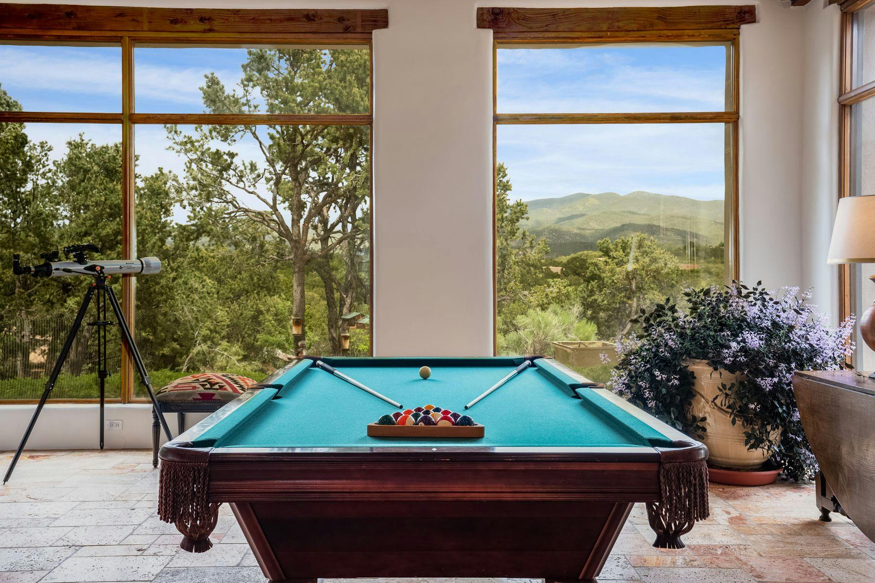 A game room with a view in a Santa Fe vacation rental