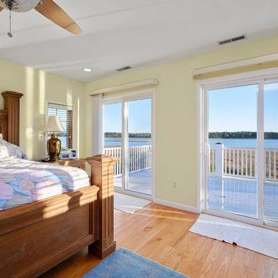 Bedroom with access to back deck