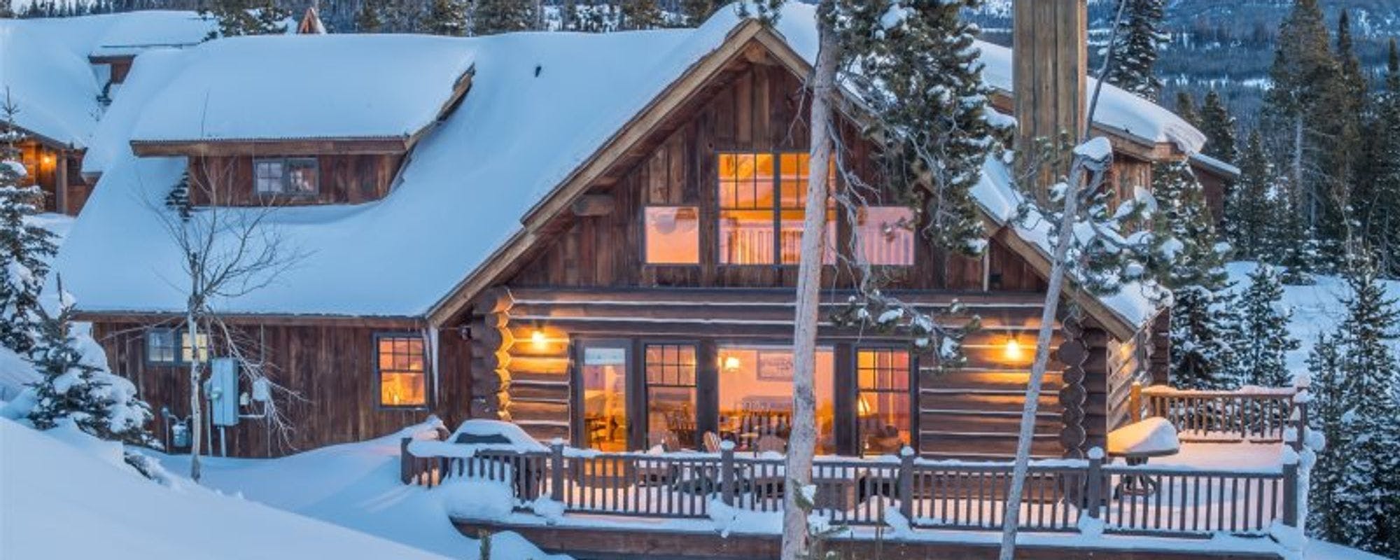 Snow covered vacation rental home in Big Sky