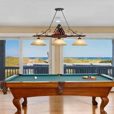 Pool table with water view