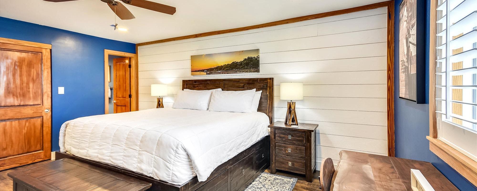 Coastal themed bedroom in Destin vacation rental