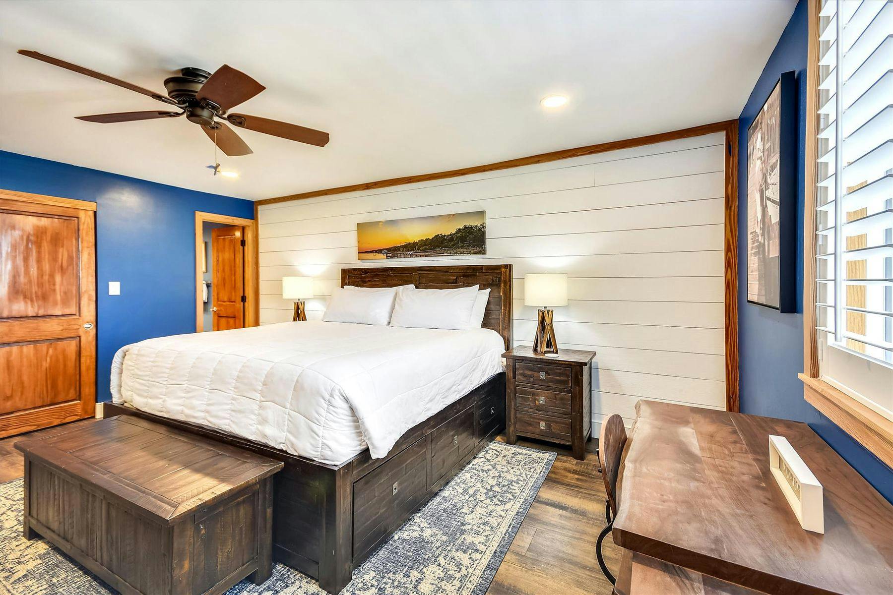 Coastal themed bedroom in Destin vacation rental