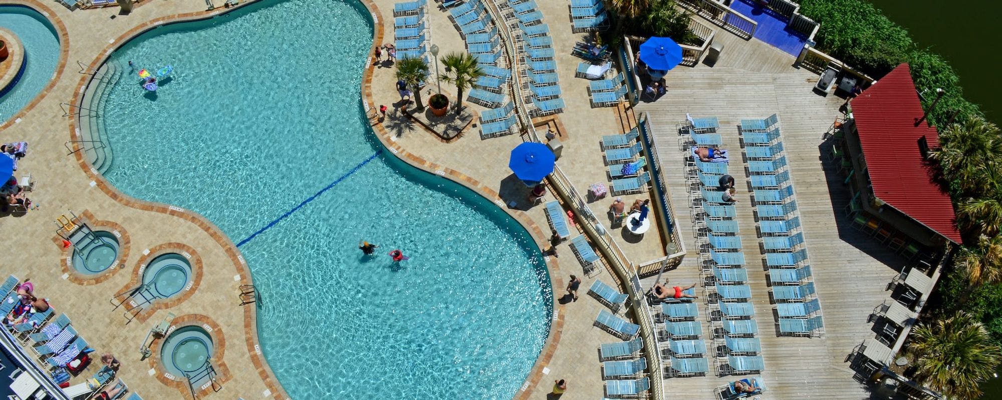 Aerial view of Myrtle Beach pool for vacation rental guests