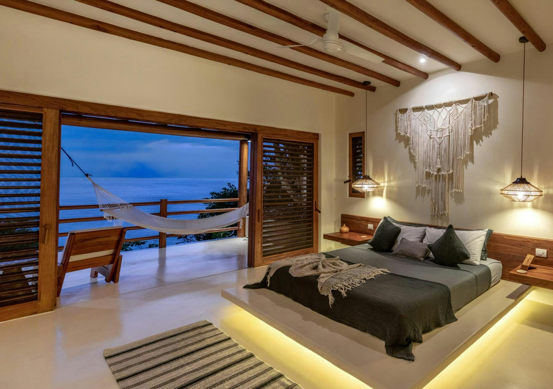 Oceanfront bedroom at a Huatulco vacation rental