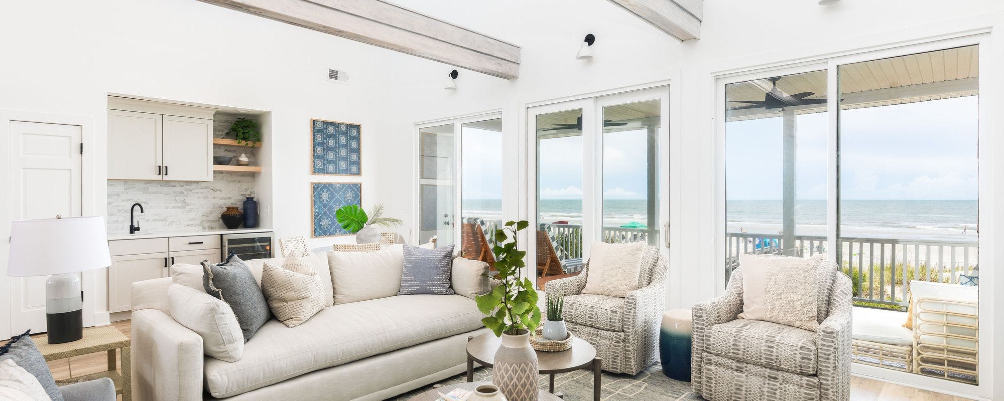Bright and airy oceanfront vacation rental home on Folly Beach.