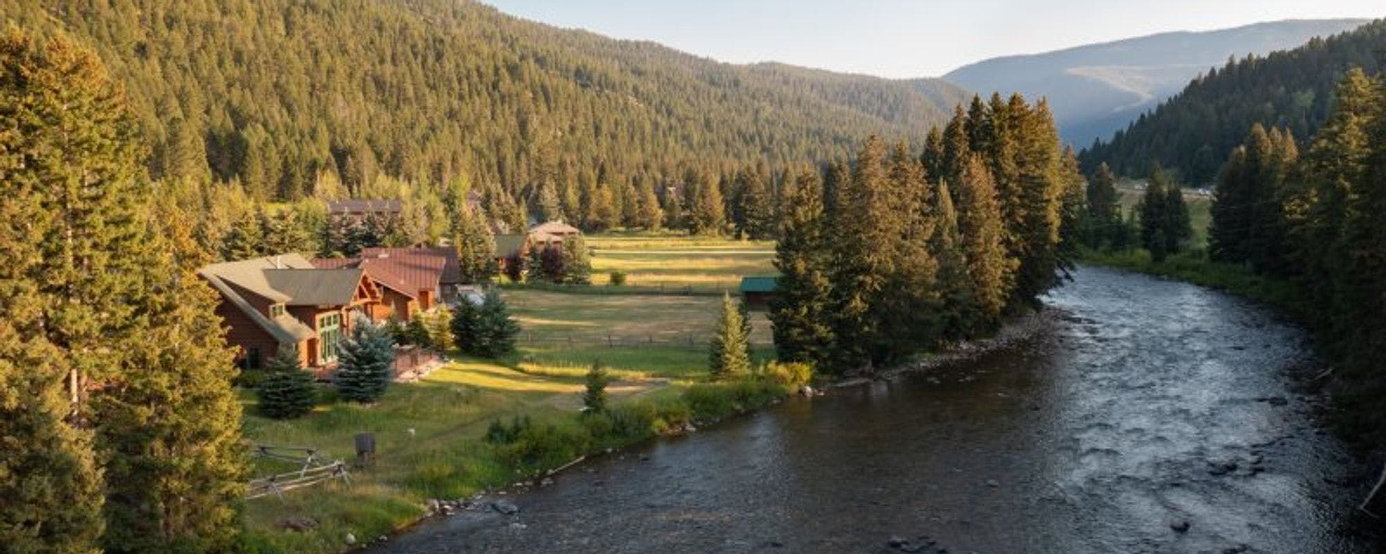 Scenic river view by Big Sky vacation rental home