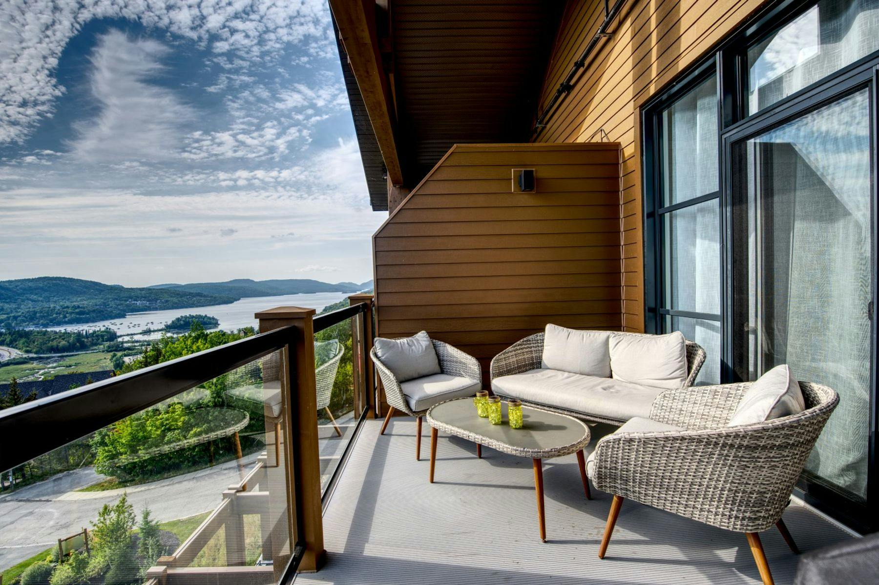 Outdoor living space in a Mont-Tremblant vacation rental
