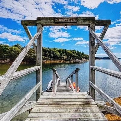 Private dock at a Maine vacation rental.