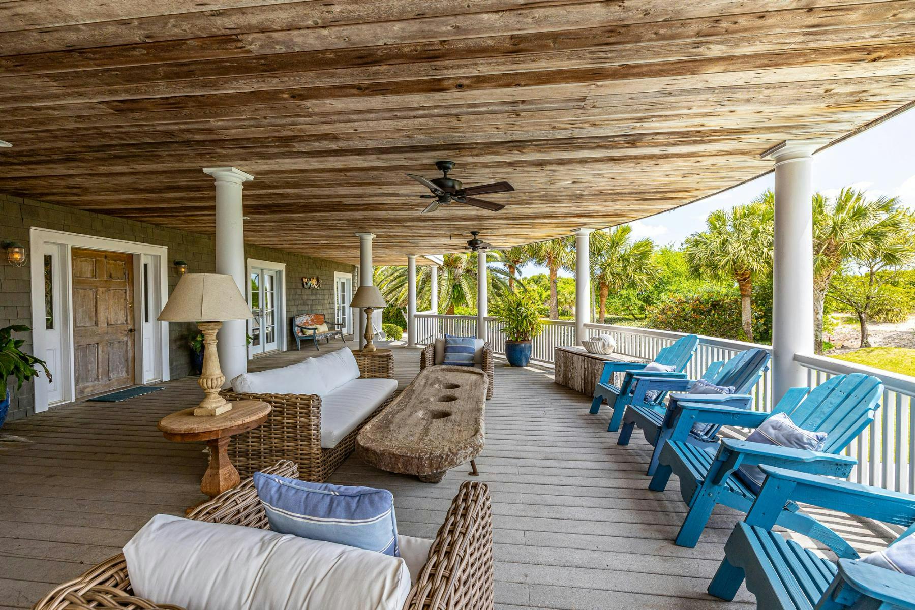 Outdoor deck with lounge furniture at St. Simons Island vacation rental