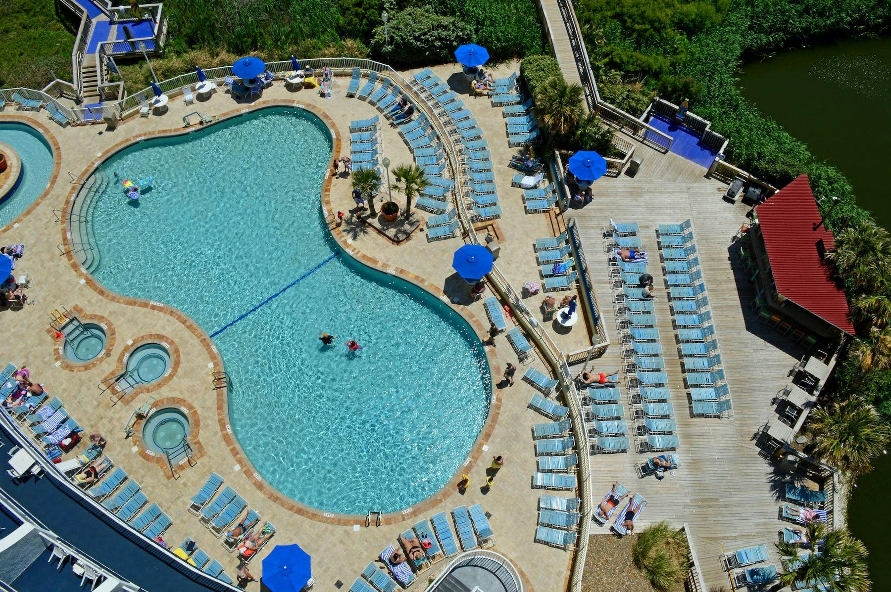 Aerial view of Myrtle Beach pool for vacation rental guests