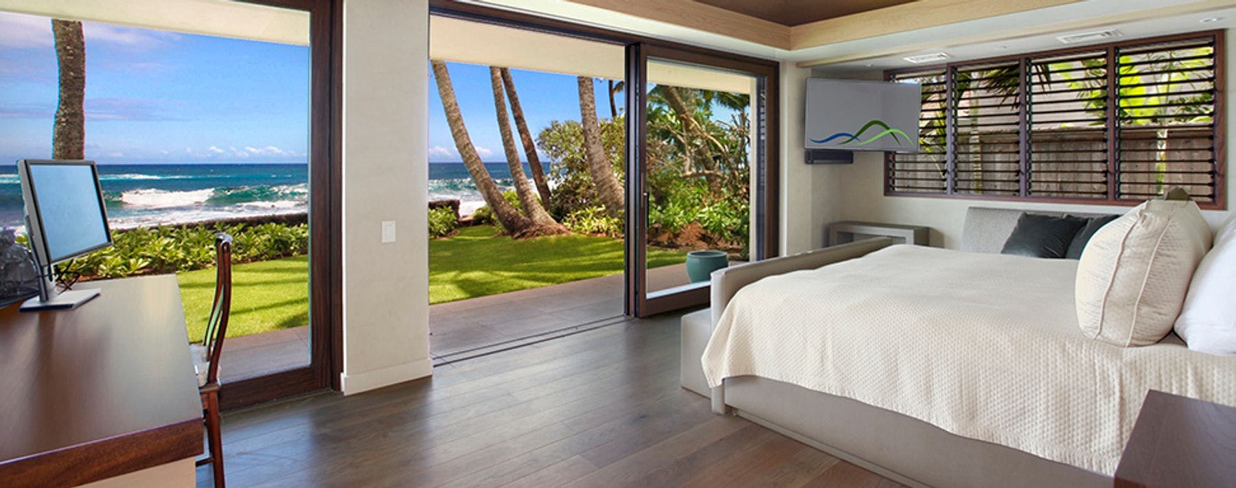 Bedroom with ocean views in Kauai