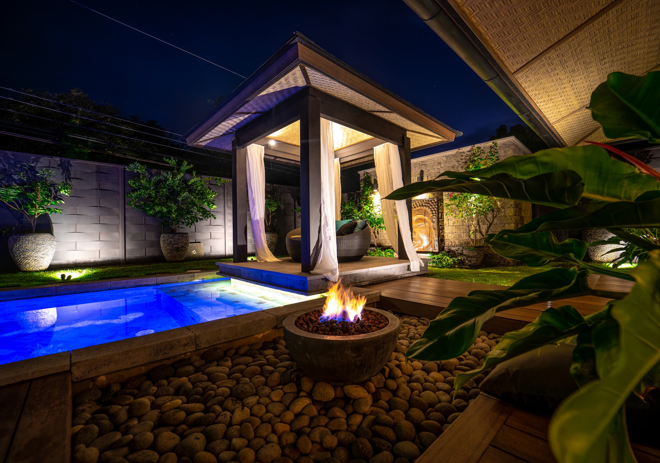 Luxury interior with fireplace and comfortable seating